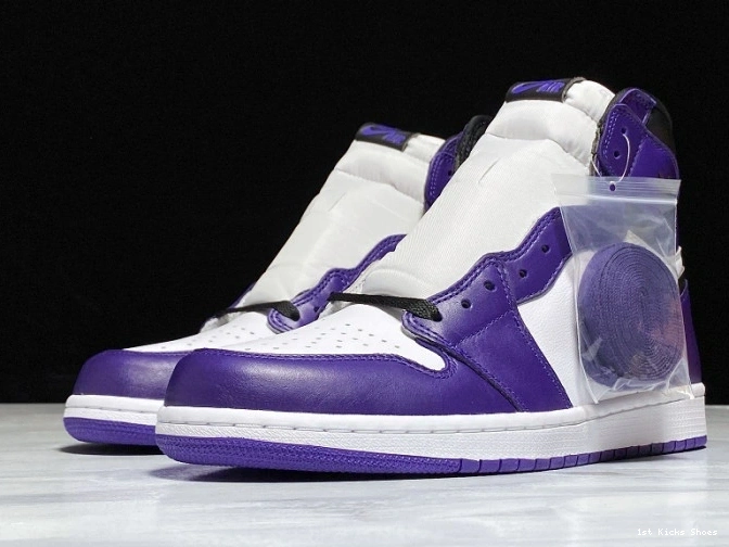 1st Kicks Shoes 1 jordan Comfortable 1246 purple white court 555088- aj1 air 1110